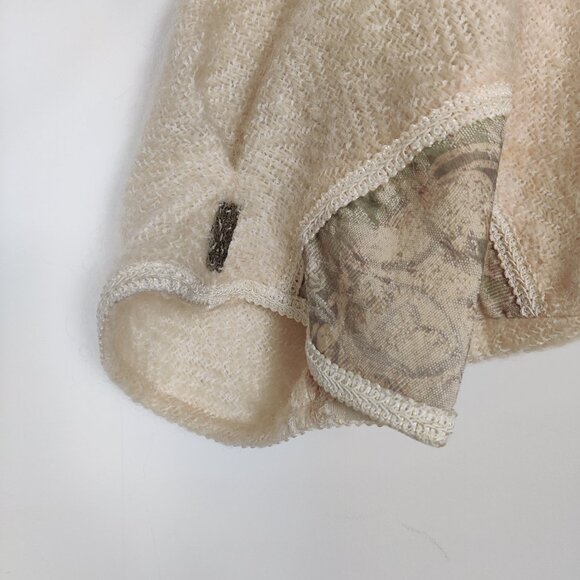 Le Blanc Mouton Women's Sweater One Size Beige Mohair Wool Dolman Sleeve Cropped - Picture 8 of 13
